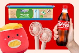 amazon items on a red background