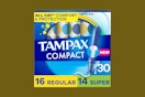 tampax tampons on an olive background