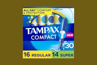 tampax tampons on an olive background