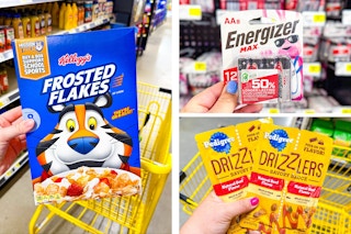 frosted flakes, pedigree, energizer on 3-photo collage
