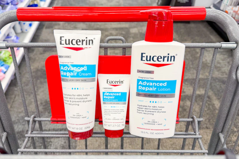 Eucerin products in a shopping cart