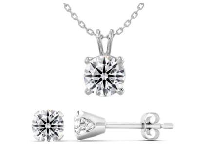 Moissanite Necklace and Earring Set