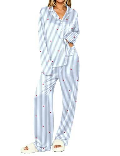 Ekouaer Women's Satin Pajama Set
