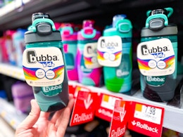 hand holding a Bubba water bottle