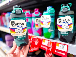 hand holding a Bubba water bottle