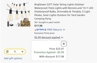 string lights Amazon receipt