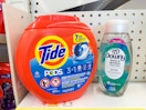 tide pods and downy rinse on walgreens shelf
