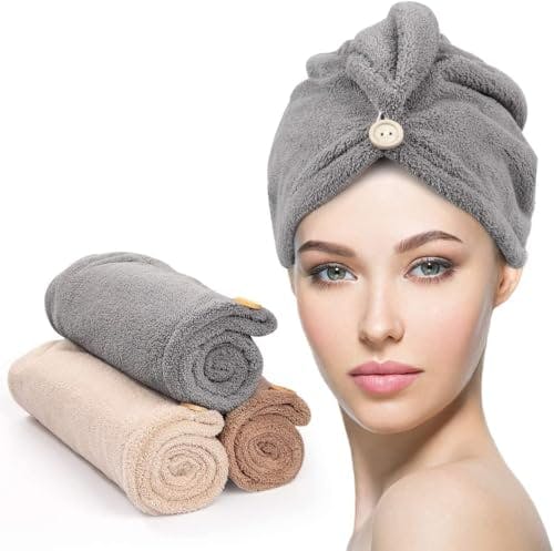 Microfiber Hair Towel Wrap 3-Pack