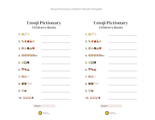 Emoji Pictionary Children's Books printable game