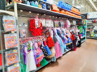 Halloween costumes on display at Walmart