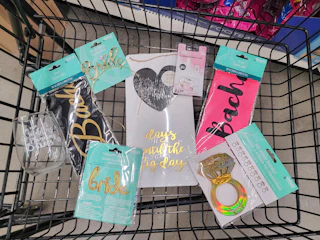 bridal party supplies in a cart