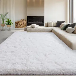 Fluffy White Area Rug