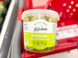 cleveland kitchen pickles sitting on top a target cart