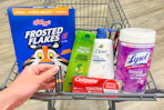 CVS cart with Garnier, Kellogg's, Colgate, and more