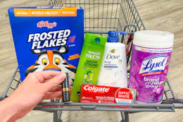CVS cart with Garnier, Kellogg's, Colgate, and more