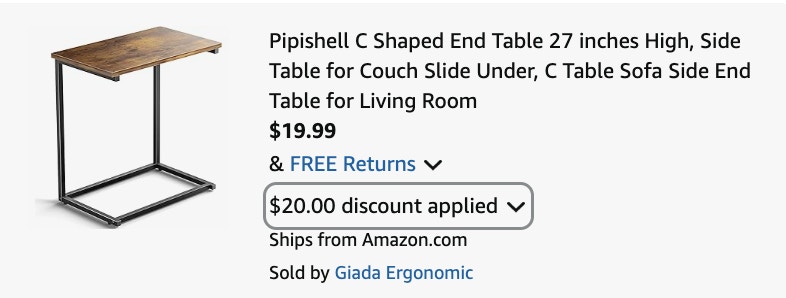 table Amazon receipt