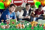 a football party with decor