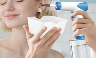 a person using a ear wax removal kit on their ears