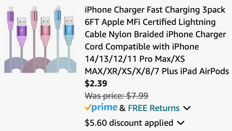 Cuanyeon iPhone Charger Fast Charging 3pack 