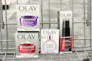 olay skincare in a shopping cart
