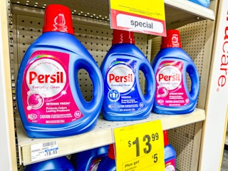 persil laundry detergent on a store shelf with tags
