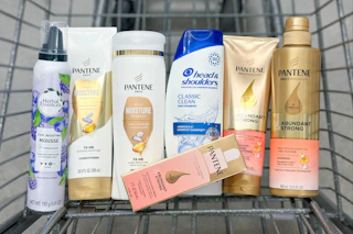 hair care in a walgreens shopping cart