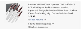 chef knife set Amazon receipt