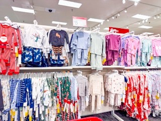 carter's toddler pajamas sitting on a target shelf