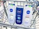 walgreens shopping cart with Nivea body wash
