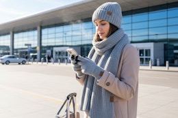 a woman wearing cold weather apparel