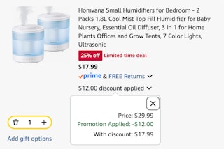humidifier Amazon receipt