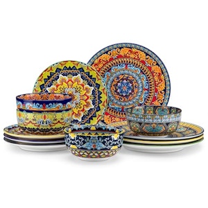 Bohemian Plates and Bowls Set