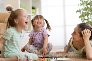 Children playing a board game