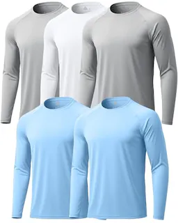 Men's Long Sleeve Sun Shirts 5-Pack