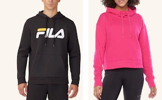 a man and a woman wearing fleece apparel