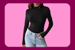 woman wearing black mock turtleneck on KCL template