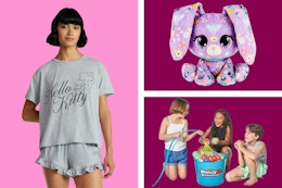 Women's pajama set, Gund plush bunny & water balloons