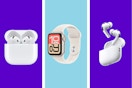 collage with apple airpods and apple watch