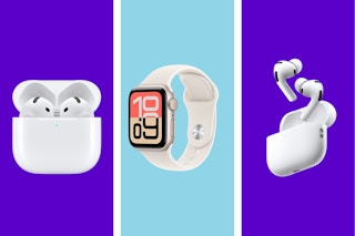 collage with apple airpods and apple watch
