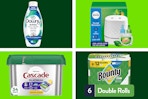 proctor and gamble product collage featuring bounty, downy, febreze, and cascade