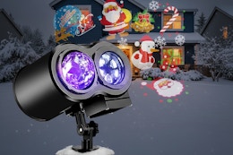 an outdoor christmas projector