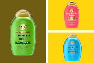 bottles of shampoo and conditioner in a collage