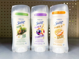3 Secret Fresh Deodorant limited edition scents on Walmart store shelf