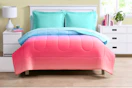 Lifestyle image of ombre bedding from the brand Your Zone at Walmart