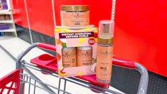 3 sheamoisture hair care products sitting on a target cart