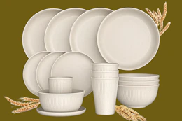 Stock image of the GPED 48 Pcs Wheat Straw Dinnerware Set