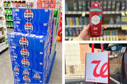 collage with pepsi, old spice body wash, and walgreens shopping tote