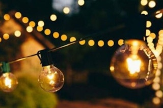 A close-up photo of a string of globe lights 