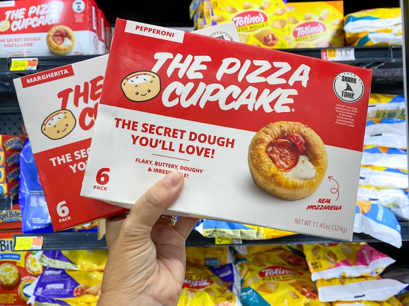 hand holding two the pizza cupcakes at walmart