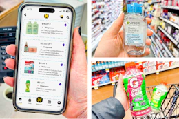 collage with garnier, gatorade, and a smartphone displaying 1-clip coupons in the kcl app